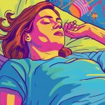 illustrazione colorata ragazza trans dorme sul letto lgbt