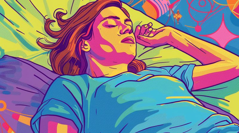 illustrazione colorata ragazza trans dorme sul letto lgbt