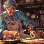 nonna italiana lavora in cucina appassionatamente